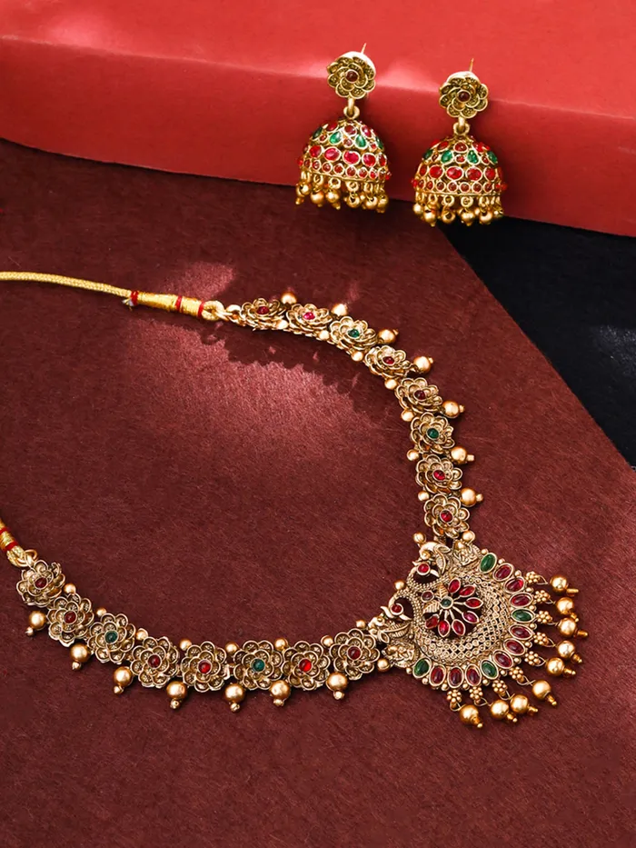 Earrings Yellow Chimes Yellow Chimes Jewellery Set For Women Ethnic Gold Plated Choker Necklace Set for Women Traditional Jewellery Sets For Girls Birthday Gift for Girls Women Anniversary Gift for Wife