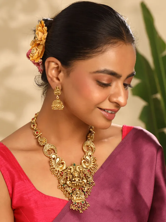 Earrings Yellow Chimes Yellow Chimes Jewellery Set For Women Ethnic Gold Plated Long Necklace Set for Women Traditional Temple Jewellery Sets For Girls Birthday Gift for Girls Women Anniversary Gift for Wife
