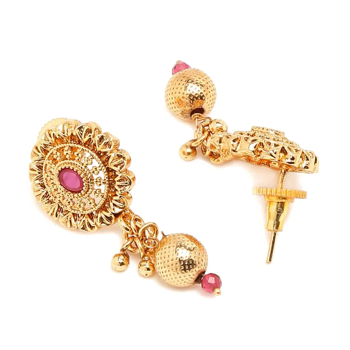 Earrings Yellow Chimes Yellow Chimes Jewellery Set for Women Gold Plated Floral Charm Pearl Drop Designed Choker Neckalce Set for Women and Girls