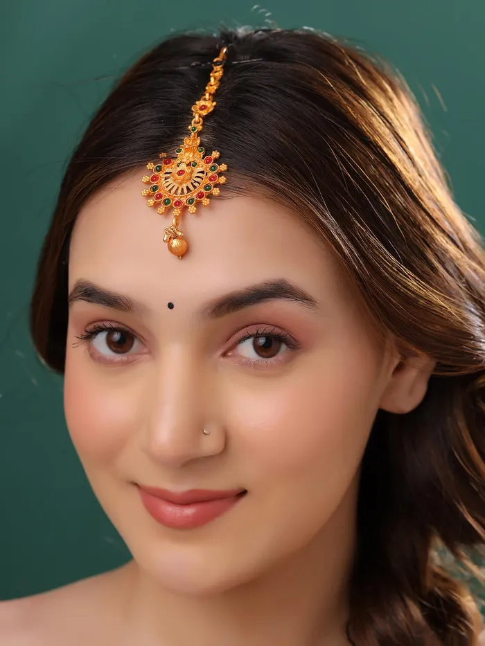 Earrings Yellow Chimes Yellow Chimes Maang Tikka For Women Traditional Bridal Golden Maangtikka Netichutti For Girls Gold Plated Ethnic MaangTika Birthday Gift for Girls Women Anniversary Gift for Wife Design 10