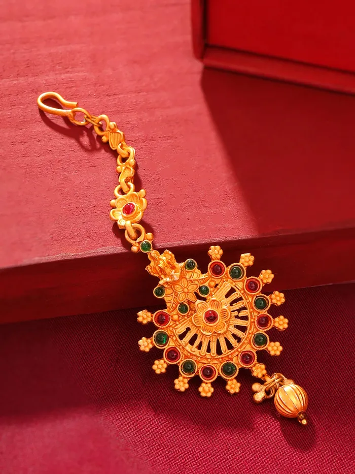 Earrings Yellow Chimes Yellow Chimes Maang Tikka For Women Traditional Bridal Golden Maangtikka Netichutti For Girls Gold Plated Ethnic MaangTika Birthday Gift for Girls Women Anniversary Gift for Wife Design 10