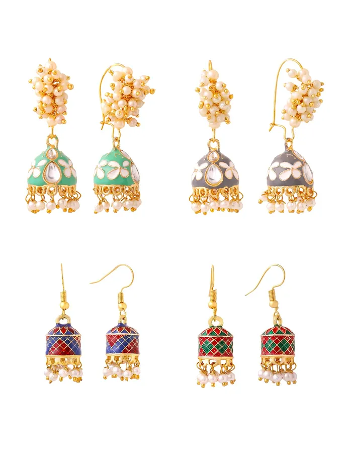 Earrings Yellow Chimes Yellow Chimes Meenakari Jhumka Earrings for Women Traditional Mothi Hoop Jhumki Earrings Set for Girls Combo of 4 Pairs Jhumkas Ethnic Gold Plated Women Earrings Birthday Gift For Girls Earrings Yellow Chimes Yellow Chimes Meenakari Jhumka Earrings for Women Traditional Mothi Hoop Jhumki Earrings Set for Girls Combo of 4 Pairs Jhumkas Ethnic Gold Plated Women Earrings Birthday Gift For Girls