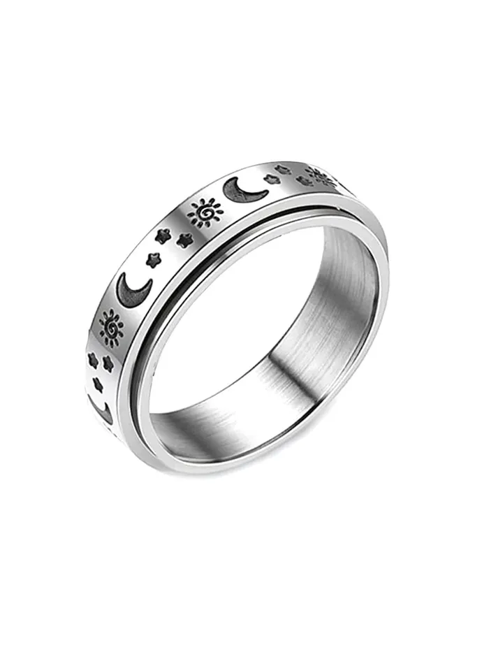 Earrings Yellow Chimes Yellow Chimes Moon Design Spinner Rings Stainless Steel Stress Relieving Rotatable Spinner Ring for Women and Men Earrings Yellow Chimes Yellow Chimes Moon Design Spinner Rings Stainless Steel Stress Relieving Rotatable Spinner Ring for Women and Men