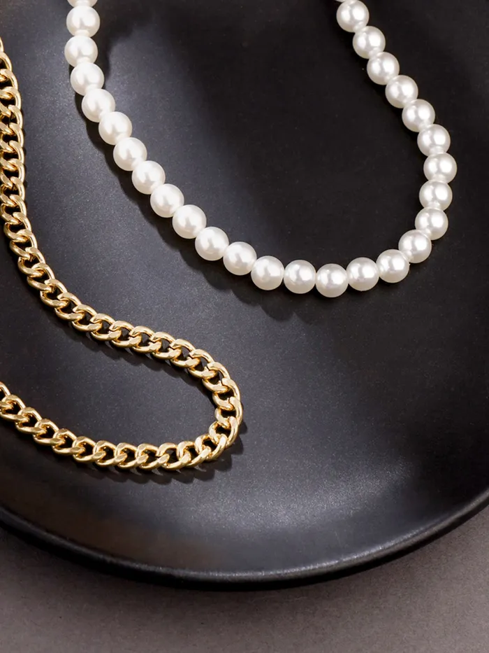 Earrings Yellow Chimes Yellow Chimes Neck Chains for Men White Pearl Chain Necklace for Men Fashion Gold Plated Mens Accessories for Boys Birthday Gift for Men and Boys Anniversary Gift for Husband