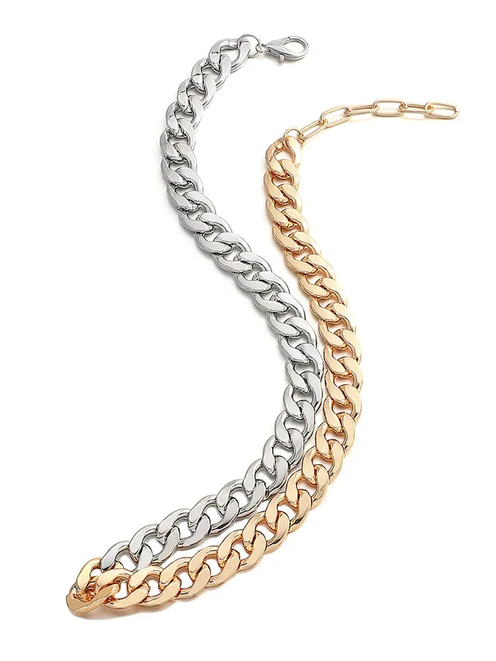 Earrings Yellow Chimes Yellow Chimes Necklace for Women and Girls Fashion Chain Necklace for Women Dual Toned Link Chain Necklace for Girls Birthday Gift for girls and women Anniversary Gift for Wife