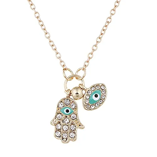 Earrings Yellow Chimes Yellow Chimes Necklace for Women and Girls Fashion Gold Layered Necklace Evil Eye Western Multilayer Chain Choker Necklace For women Birthday Gift for Girls Women Anniversary Gift for Wife