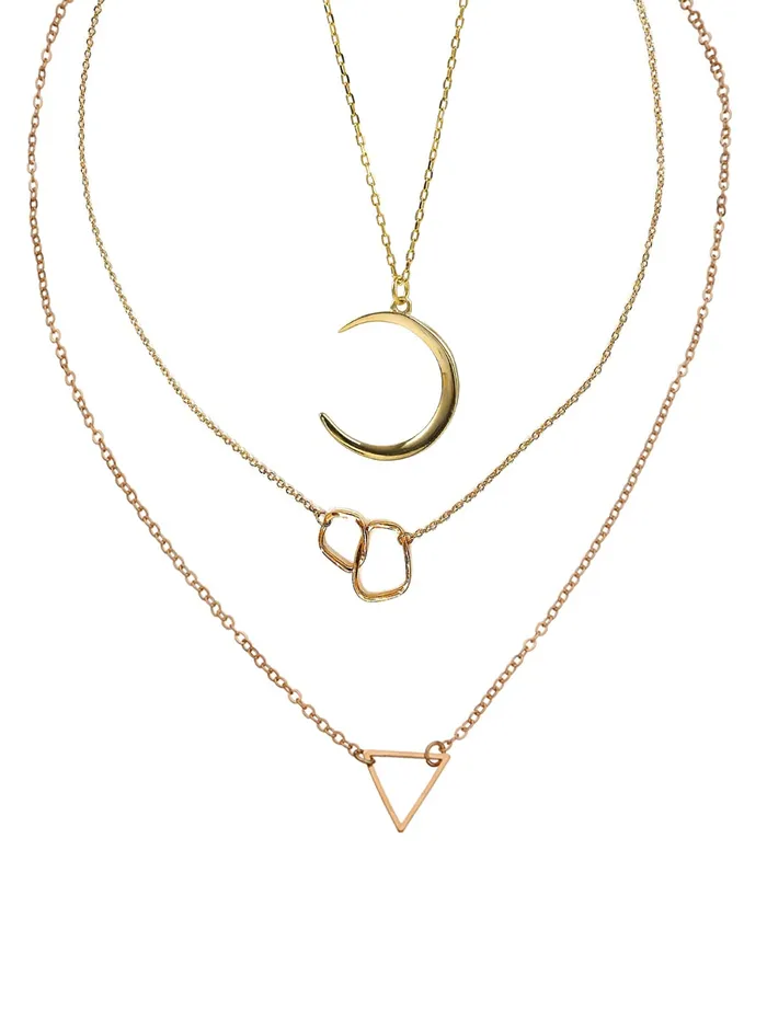 Earrings Yellow Chimes Yellow Chimes Necklace for Women and Girls Fashion Gold Pendant Necklace for Women Combo Of 3 Pcs Moon Charm Chain Pendant Necklace Birthday Gift for Girls Women Anniversary Gift for Wife