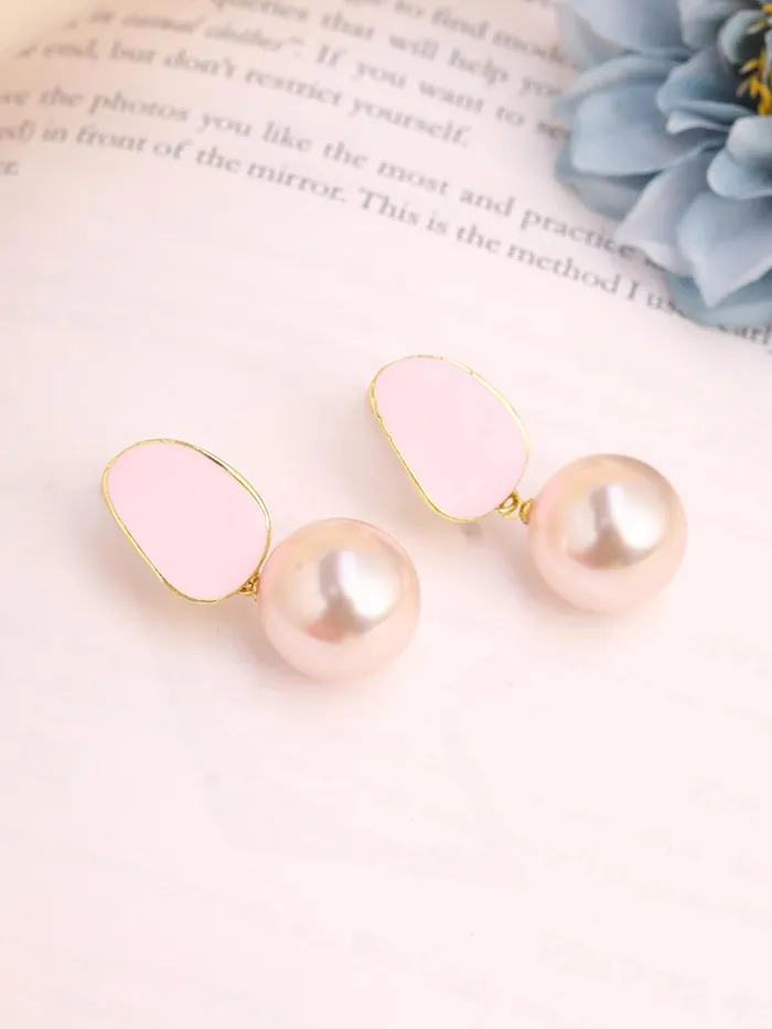 Earrings Yellow Chimes Yellow Chimes Pearl Drop Earrings For Women Fashion Women Earrings Gold Toned Pink Pearls Earrings For Girls Birthday Gift for Girls Anniversary Gift for Women