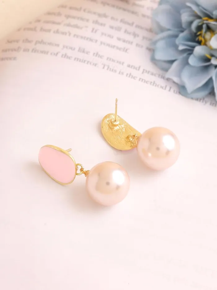 Earrings Yellow Chimes Yellow Chimes Pearl Drop Earrings For Women Fashion Women Earrings Gold Toned Pink Pearls Earrings For Girls Birthday Gift for Girls Anniversary Gift for Women