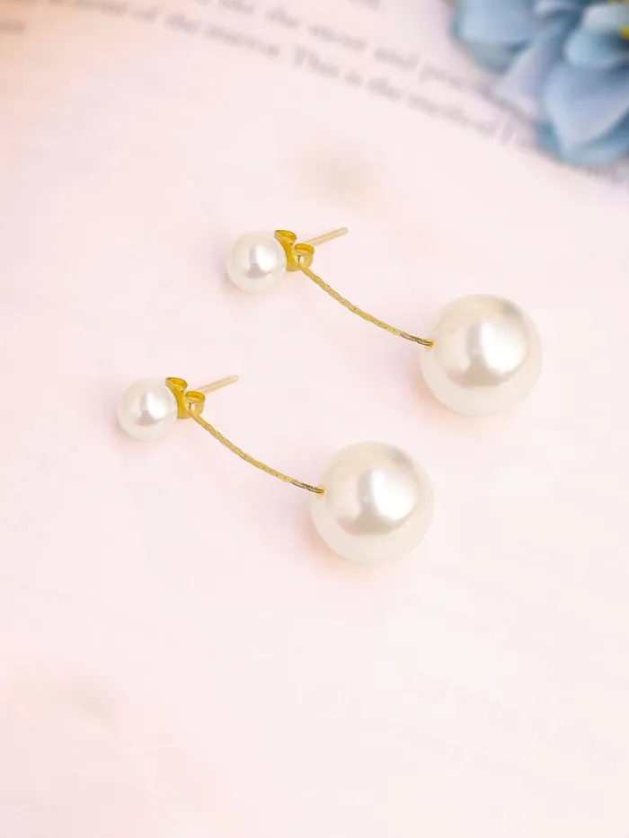 Earrings Yellow Chimes Yellow Chimes Pearl Drop Earrings For Women Fashion Women Earrings Gold Toned White Pearls Earrings For Girls Chic Reverie Birthday Gift for Girls Anniversary Gift for Women
