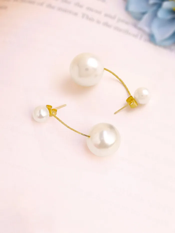 Earrings Yellow Chimes Yellow Chimes Pearl Drop Earrings For Women Fashion Women Earrings Gold Toned White Pearls Earrings For Girls Chic Reverie Birthday Gift for Girls Anniversary Gift for Women