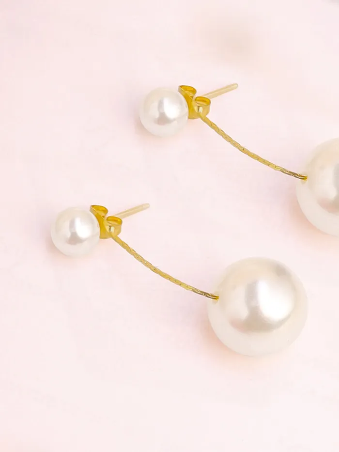 Earrings Yellow Chimes Yellow Chimes Pearl Drop Earrings For Women Fashion Women Earrings Gold Toned White Pearls Earrings For Girls Chic Reverie Birthday Gift for Girls Anniversary Gift for Women