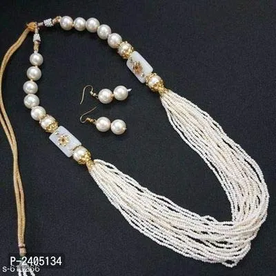 Earrings Yellow Chimes Yellow Chimes Rajasthani Beads Worked 2 Pcs Combo Multilayer Traditional Necklace Set with Earrings Jewellery Set for Women Girls BlackRed
