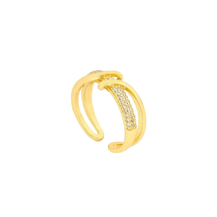 Earrings Yellow Chimes Yellow Chimes Rings for Women and Girls Fashion Golden Band Ring Gold Plated Crystal Studded Adjustable Finger Ring for Women Birthday Gift For Girls Women Anniversary Gift for Wife