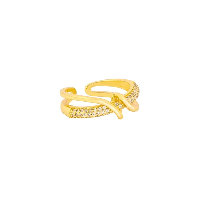 Earrings Yellow Chimes Yellow Chimes Rings for Women and Girls Fashion Golden Band Ring Gold Plated Crystal Studded Adjustable Finger Ring for Women Birthday Gift For Girls Women Anniversary Gift for Wife