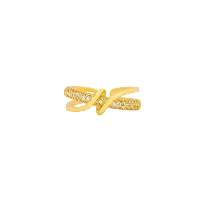 Earrings Yellow Chimes Yellow Chimes Rings for Women and Girls Fashion Golden Band Ring Gold Plated Crystal Studded Adjustable Finger Ring for Women Birthday Gift For Girls Women Anniversary Gift for Wife