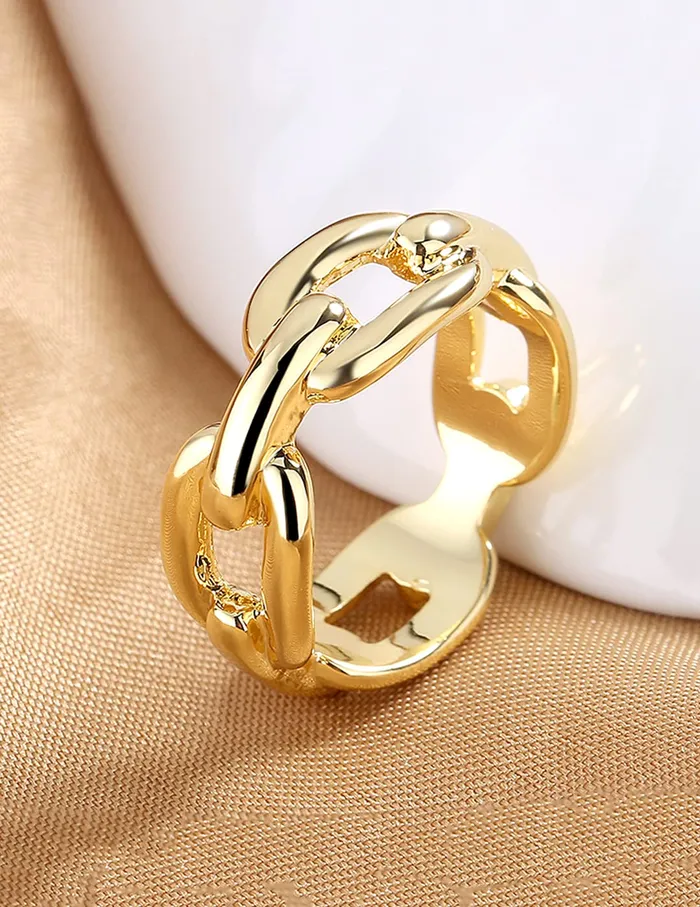 Earrings Yellow Chimes Yellow Chimes Rings for Women Girls Ring for Girls Gold Tone Chain Designed Finger Ring for Women Birthday Gift For girls women Anniversary Gift for Wife
