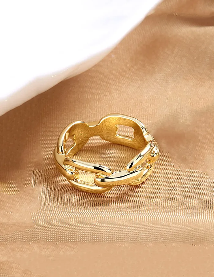 Earrings Yellow Chimes Yellow Chimes Rings for Women Girls Ring for Girls Gold Tone Chain Designed Finger Ring for Women Birthday Gift For girls women Anniversary Gift for Wife