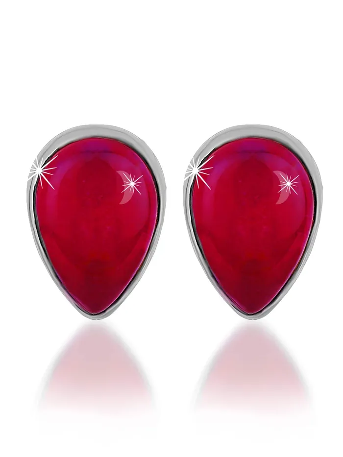 Earrings Yellow Chimes Yellow Chimes Sterling Silver Stud Earring 925 Sterling Silver Hallmark Gemstone Red Opal and Certified Purity Studs Earrings for Women and Girls