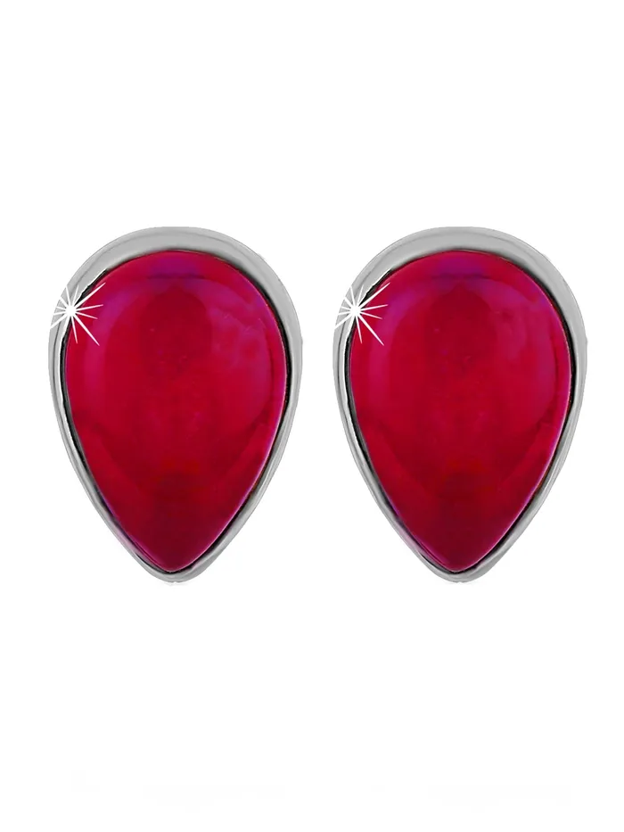 Earrings Yellow Chimes Yellow Chimes Sterling Silver Stud Earring 925 Sterling Silver Hallmark Gemstone Red Opal and Certified Purity Studs Earrings for Women and Girls
