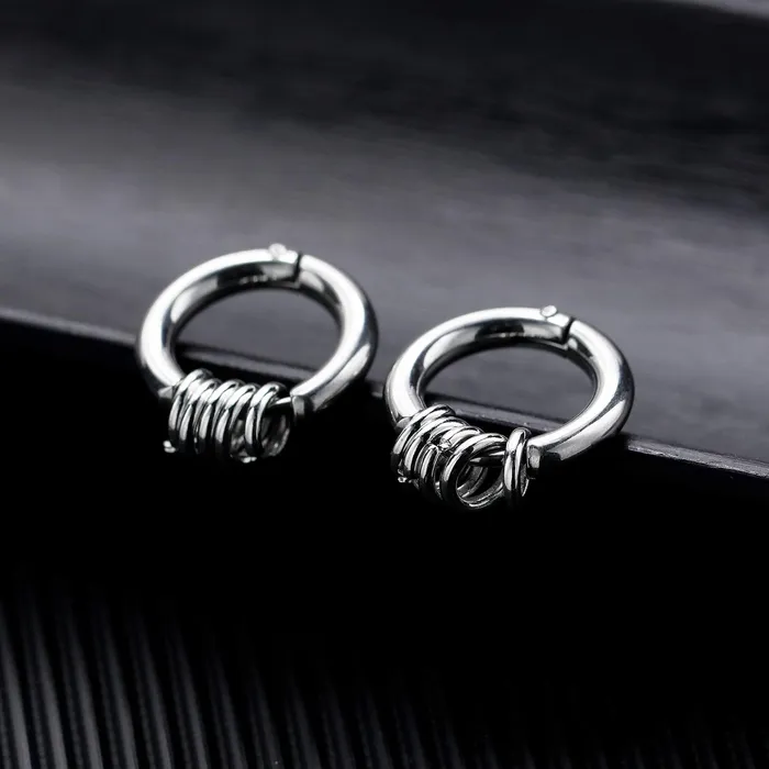 Earrings Yellow Chimes Yellow Chimes Stylish Combo of 2 Pairs Stainless Steel Combo Hoops Earrings for Boys and Men