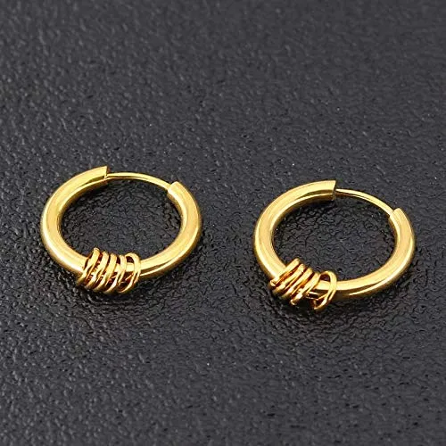 Earrings Yellow Chimes Yellow Chimes Stylish Combo of 2 Pairs Stainless Steel Combo Hoops Earrings for Boys and Men