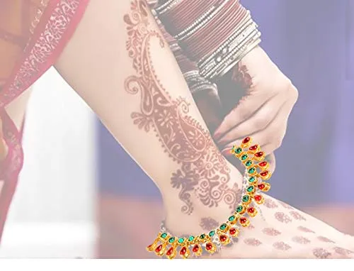 Earrings Yellow Chimes Yellow Chimes Traditional Captive Beauty Gold Plated Payal Anklets for Women and Girls
