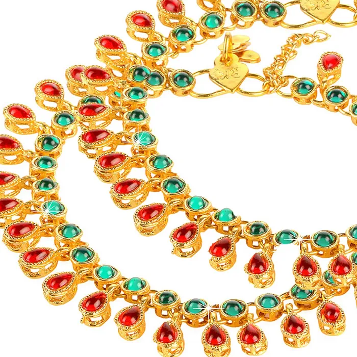 Earrings Yellow Chimes Yellow Chimes Traditional Captive Beauty Gold Plated Payal Anklets for Women and Girls