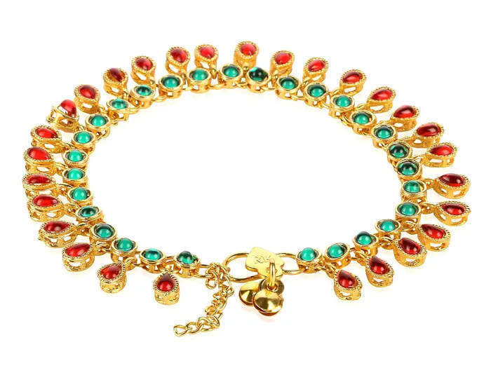 Earrings Yellow Chimes Yellow Chimes Traditional Captive Beauty Gold Plated Payal Anklets for Women and Girls