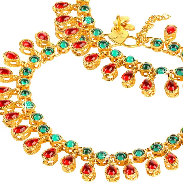 Earrings Yellow Chimes Yellow Chimes Traditional Captive Beauty Gold Plated Payal Anklets for Women and Girls