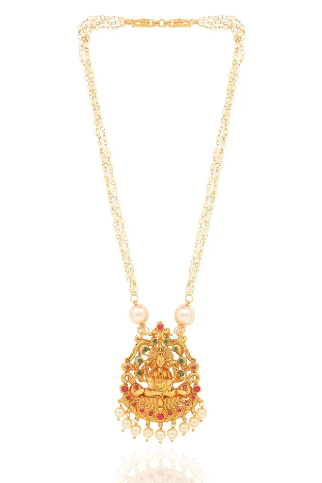 Earrings Yellow Chimes Yellow Chimes Traditional Jewellery Set for Women Ethnic Temple Jewellery Set Gold Plated Jewelry Set Traditional Long Haram Necklace Set for Women and Girls Design 9