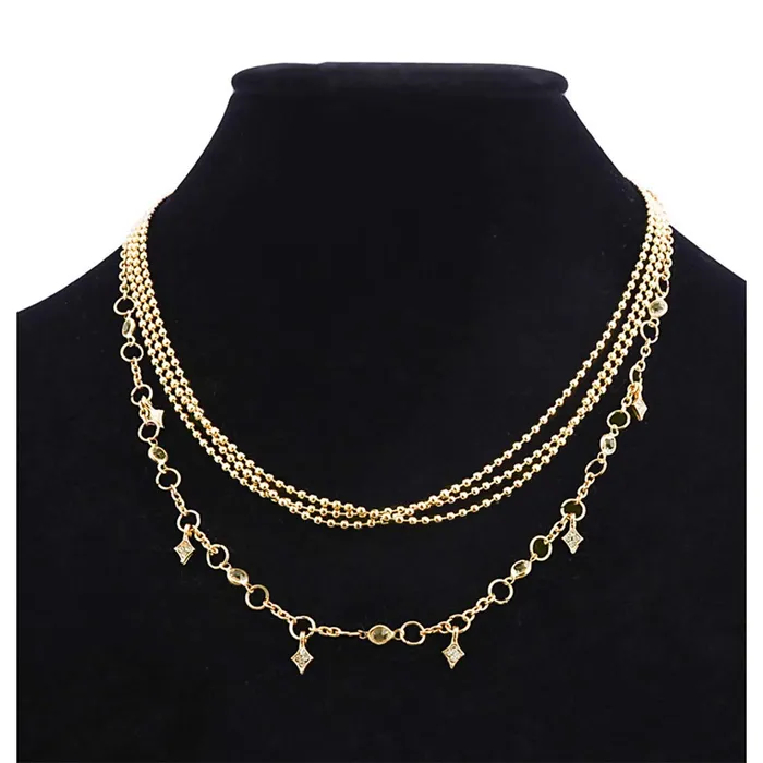 Earrings Yellow Chimes Yellow Chimes Trendy Fashion Multilayer Gold Toned Crystal Drop Choker Necklace for Women and Girls