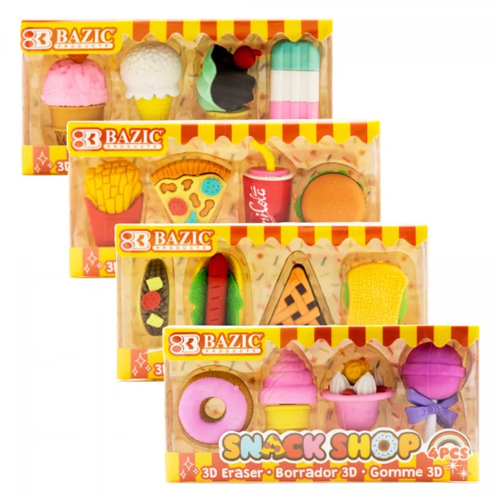 Earrings Zibbers Eraser Set 3D Snack Shop Assorted