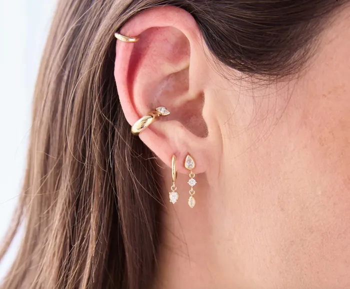 Earrings Zo Chicco 14K LINKED MIXED DIAMOND DROP EARRINGS Earrings Zo Chicco 14K LINKED MIXED DIAMOND DROP EARRINGS