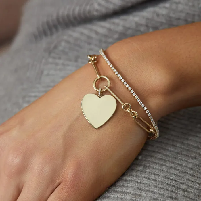 ef collection Bracelets Gold Jumbo Heart Charm Bracelet