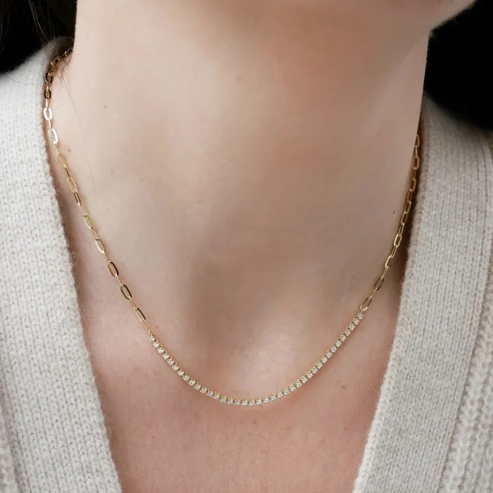 ef collection Necklaces Diamond Segment Mini Link Necklace