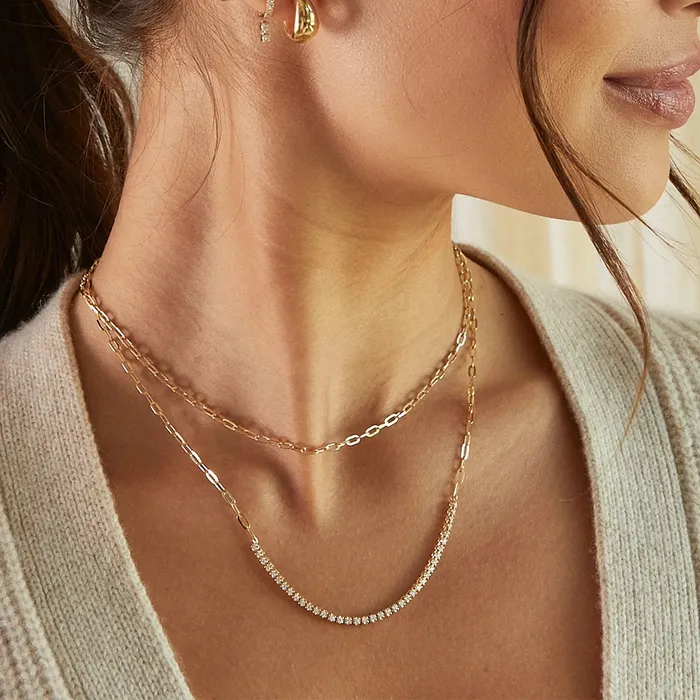 ef collection Necklaces Diamond Segment Mini Link Necklace