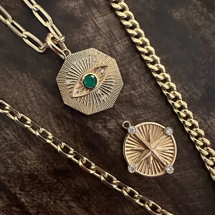 Evil Eye Octagon Lingua Necklaces
