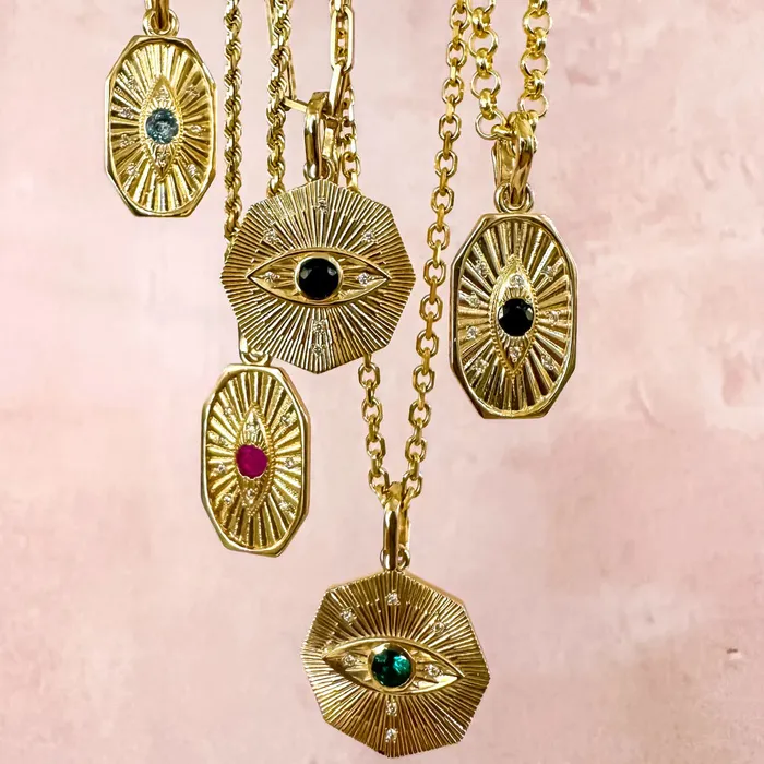 Evil Eye Octagon Lingua Necklaces