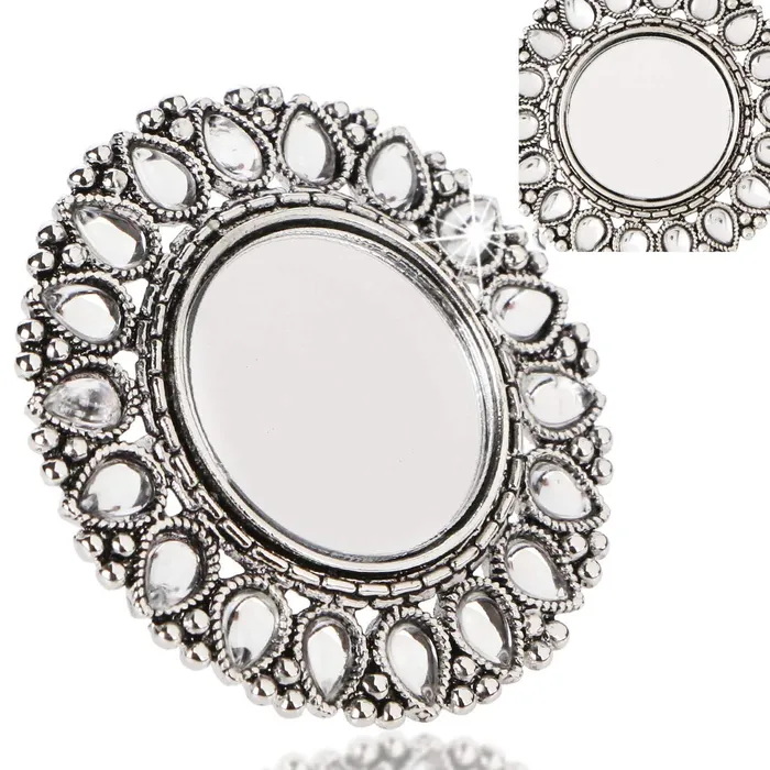 Floral Designed Oxidized Silver Rings for Women Adjustable Oxidized Silver Yellow Chimes Earrings