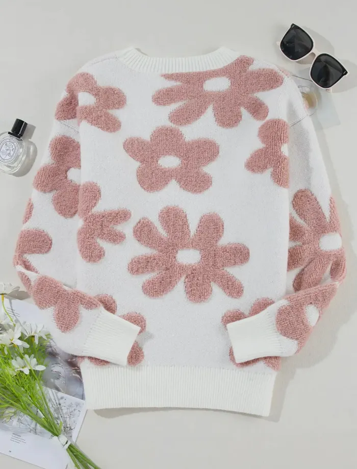 Floral Fuzzy Shoulder Sweater Lalaloo Rings
