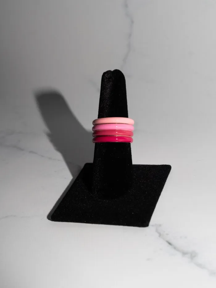 Fry Powers Earrings The Ombre Set of Four Thin Enamel Stacking Rings