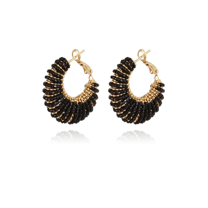 gas bijoux Earrings Izzia earrings small size gold Black Onyx