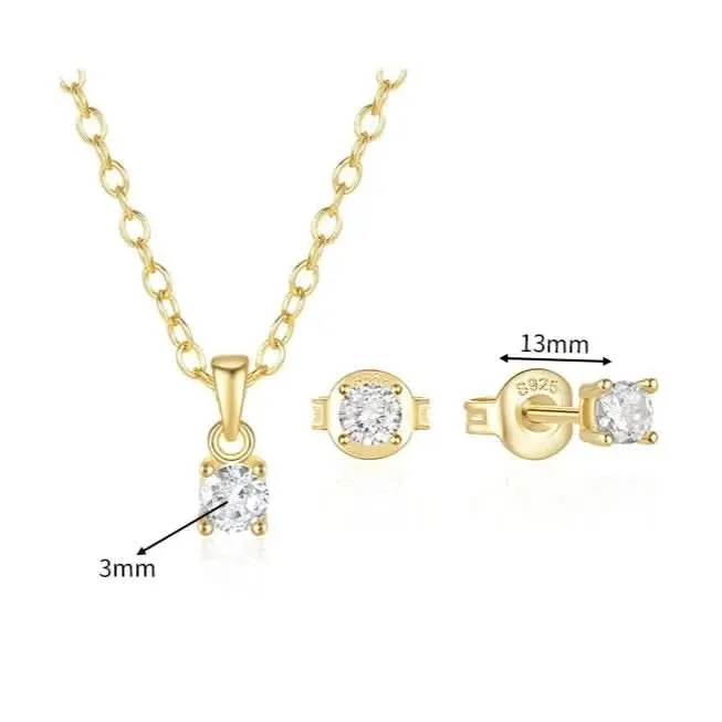 Get Signatured Necklaces Sterling Silver CZ Pendant Necklace Set
