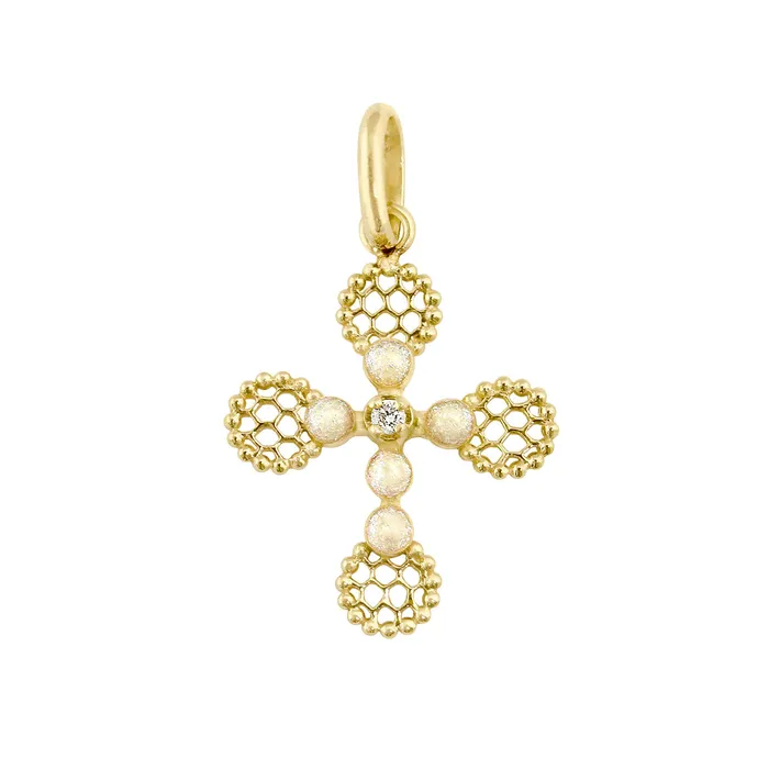 Gigi Clozeau Necklaces Lace Cross Diamond Pendant