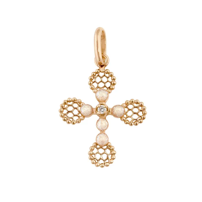 Gigi Clozeau Necklaces Lace Cross Diamond Pendant