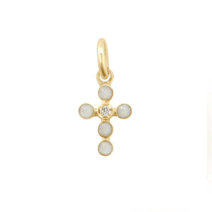 Gigi Clozeau Pearled Cross Diamond Pendant Lapis Yellow Gold Necklaces