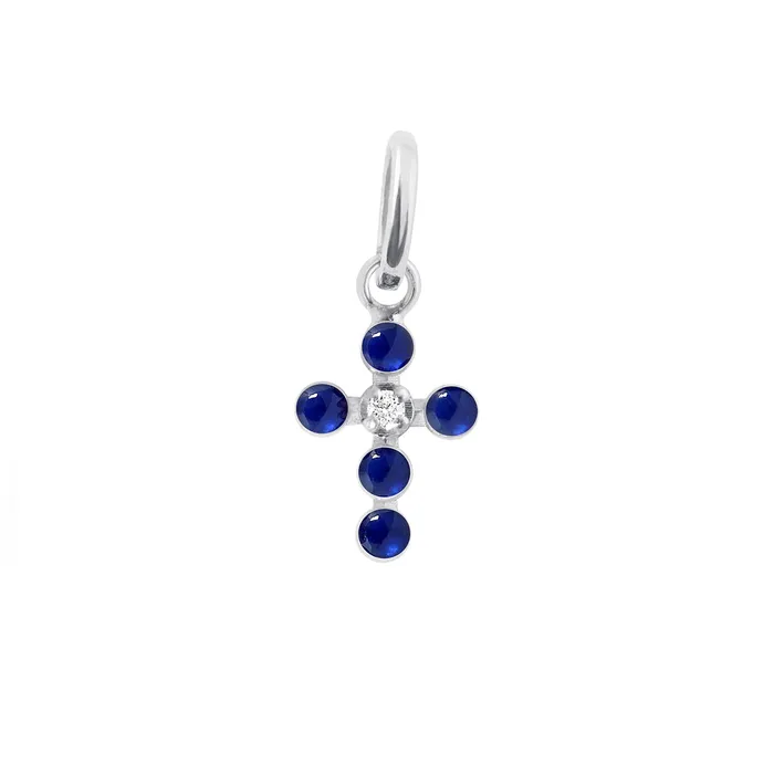 Gigi Clozeau Pearled Cross Diamond Pendant Lapis Yellow Gold Necklaces