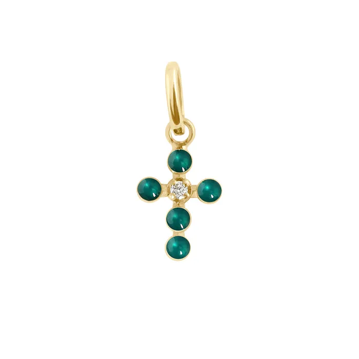 Gigi Clozeau Pearled Cross Diamond Pendant Lapis Yellow Gold Necklaces