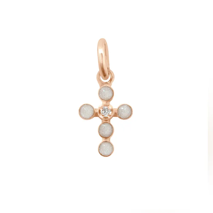 Gigi Clozeau Pearled Cross Diamond Pendant Lapis Yellow Gold Necklaces